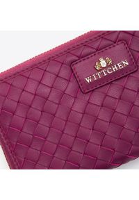 Wittchen - Damski portfel ze skórzanej plecionki duży różowy. Kolor: różowy. Materiał: skóra. Wzór: aplikacja