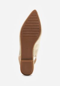 Born2be - Złote Pudrowe Sandały Slingback z Noskiem w Szpic Arrilla. Okazja: do pracy, na co dzień. Kolor: złoty. Styl: elegancki, klasyczny, casual #6