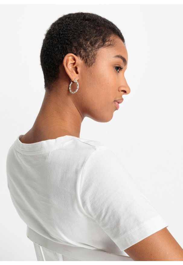 bonprix - T-shirt z nadrukiem z bawełny organicznej. Kolor: biały. Materiał: bawełna. Wzór: nadruk