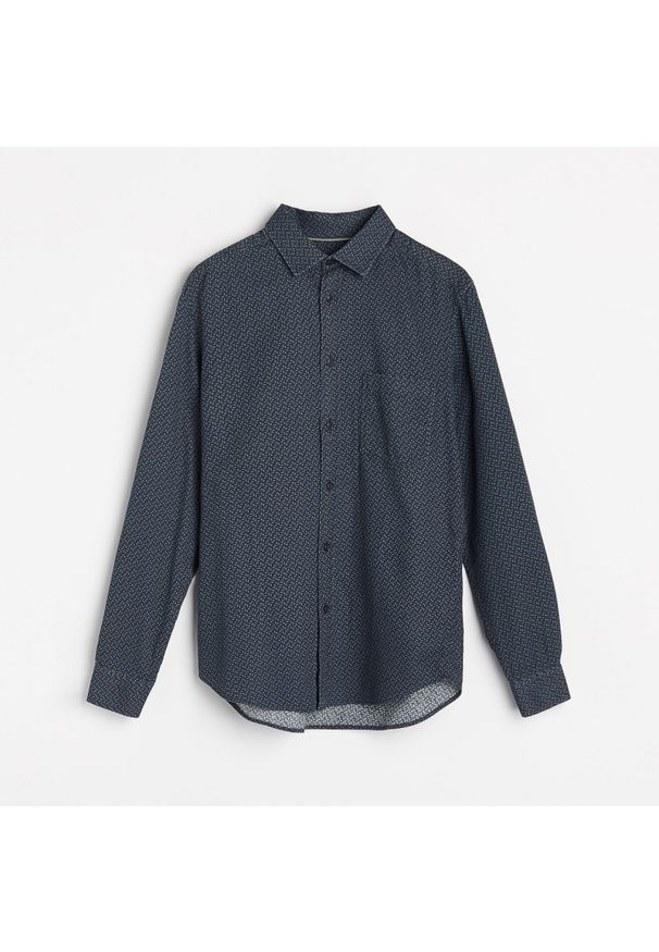 Reserved - Koszula regular ze strukturalnej tkaniny - Czarny. Kolor: czarny. Materiał: tkanina