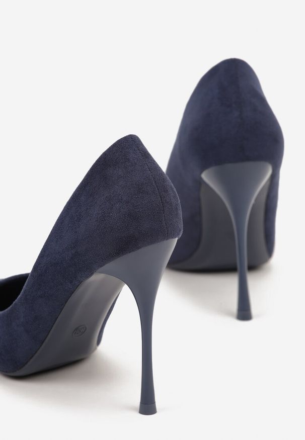 Renee - Granatowe Eleganckie Szpilki Telefia. Nosek buta: otwarty. Kolor: niebieski. Obcas: na szpilce. Styl: elegancki. Wysokość obcasa: średni