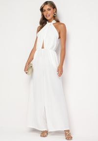 Born2be - Biały Kombinezon o Taliowanym Kroju Bez Rękawów Rivassina. Kolor: biały. Długość rękawa: bez rękawów. Długość: długie #2