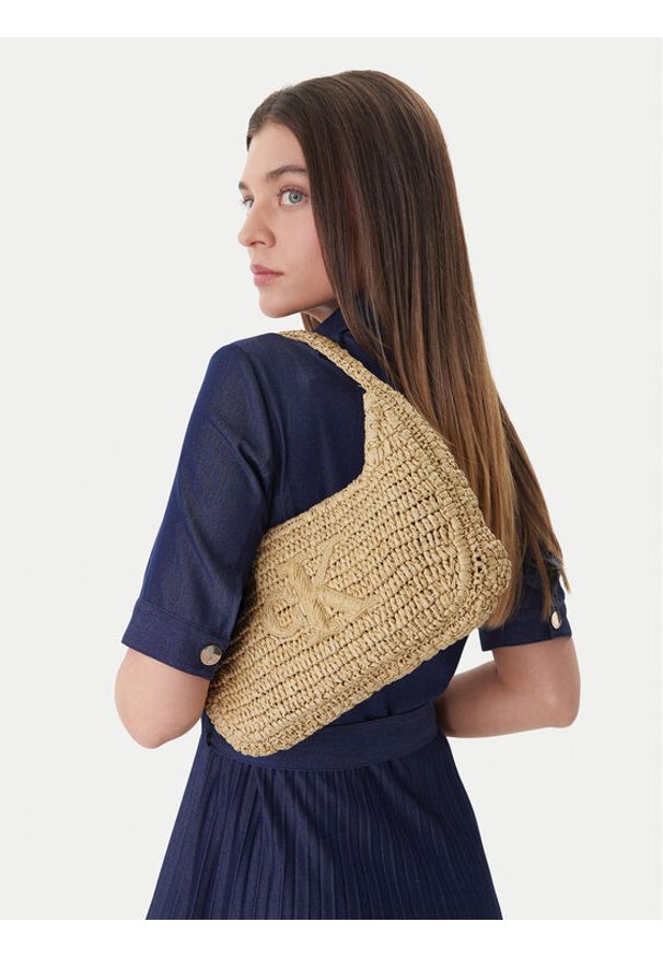 Calvin Klein Torebka Bold Ck Raffia Sm Shoulder Bag LV04F3449G Brązowy. Kolor: brązowy