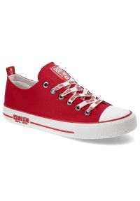 Big-Star - Czerwone Trampki Big Star Damskie Wygodne Buty. Kolor: czerwony. Materiał: materiał. Szerokość cholewki: normalna. Wzór: nadruk. Styl: sportowy #1