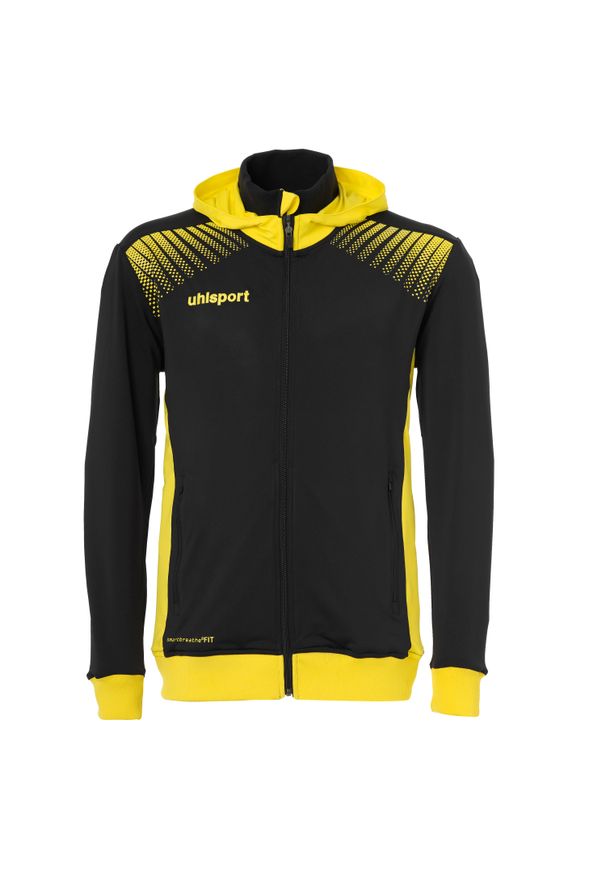 UHLSPORT - Kurtka z kapturem Uhlsport Goal Tec. Typ kołnierza: kaptur. Kolor: wielokolorowy, żółty, czarny. Materiał: tkanina. Sport: piłka nożna