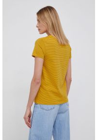 Levi's® - Levi's T-shirt bawełniany kolor żółty. Okazja: na spotkanie biznesowe, na co dzień. Kolor: żółty. Materiał: bawełna. Wzór: aplikacja. Styl: casual, biznesowy