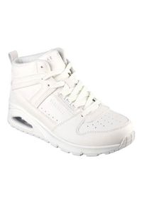 skechers - Buty do chodzenia damskie Skechers Uno-High Regards. Wysokość cholewki: za kostkę. Kolor: biały. Materiał: materiał, syntetyk. Szerokość cholewki: normalna. Sport: turystyka piesza