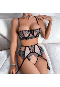 Intica - Komplet bielizny koronkowej z półmiseczkami dla wyjątkowych chwil Janay. Kolor: czarny. Materiał: koronka #10