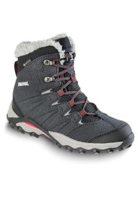 Buty zimowe dziecięce MEINDL Calgary Junior GTX, z membraną Gore-Tex. Kolor: szary. Technologia: Gore-Tex. Sezon: zima