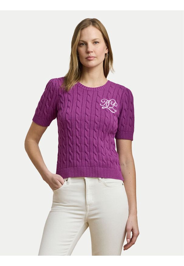 Lauren Ralph Lauren - LAUREN RALPH LAUREN Sweter 200976989002 Fioletowy Slim Fit. Kolor: fioletowy. Materiał: bawełna
