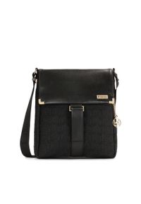 Kazar - Miejska listonoszka na ramię w haftowany wzór. Kolor: czarny. Wzór: haft. Dodatki: z haftem. Materiał: skórzane. Styl: elegancki, casual. Rodzaj torebki: na ramię #1