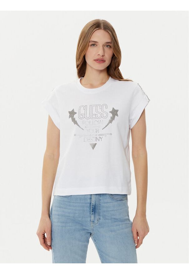 Guess T-Shirt W5RI06 I3Z14 Biały Regular Fit. Kolor: biały. Materiał: bawełna