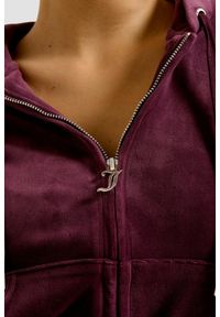 Juicy Couture - JUICY COUTURE Fioletowa damska bluza Robertson Hoodie, Rozmiar M. Kolor: fioletowy. Materiał: elastan, poliester