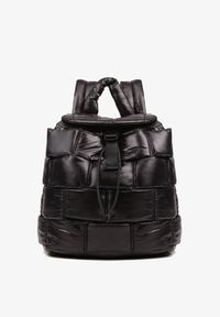 Born2be - Czarny Pikowany Plecak w Stylu Puffer z Klapą i Ściągaczem Ruvitte. Kolor: czarny. Materiał: jeans, materiał, dzianina. Styl: casual
