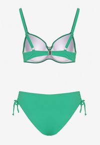 Born2be - Ciemnozielone Bikini Biustonosz z Aplikacją i Majtki Figi ze Ściągaczami Ulosella. Kolor: zielony. Wzór: aplikacja #6