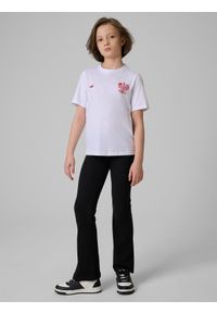 4f - 4F Koszulka kibica dziecięca - biała 134 (8-9 lat). Okazja: na co dzień. Kolor: biały. Materiał: dzianina, jersey, bawełna. Wzór: gładki, nadruk, napisy, ze splotem. Sezon: lato. Styl: casual, klasyczny, sportowy #2