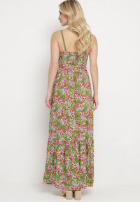 Born2be - Ciemnozielona Wiskozowa Sukienka Maxi na Ramiączkach Rozkloszowana Nolwessa. Kolor: zielony. Materiał: wiskoza. Długość rękawa: na ramiączkach. Styl: elegancki. Długość: maxi #2