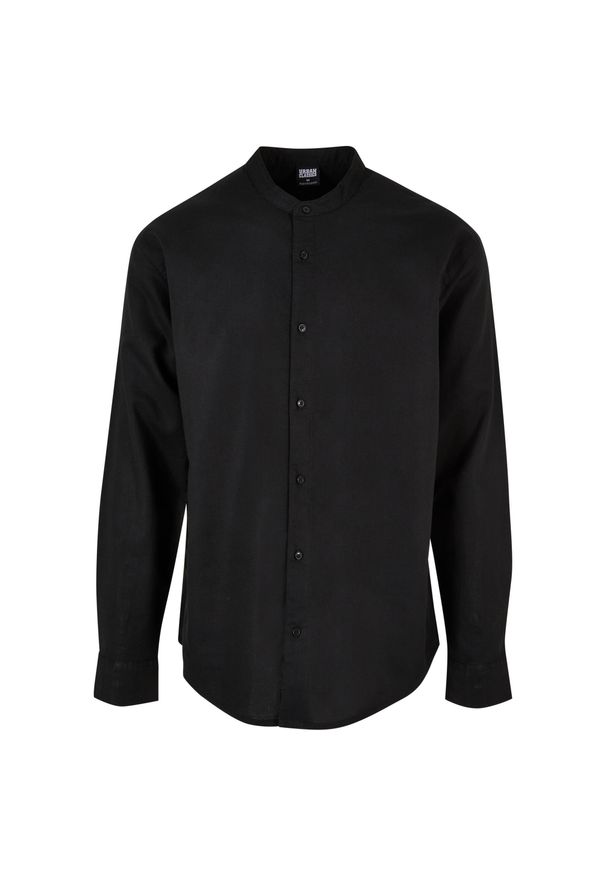 Bawełniana koszula z wysokim kołnierzem Urban Classics. Kolor: czarny. Materiał: bawełna