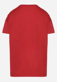 Born2be - Bordowy Klasyczny T-shirt Oversize z Bawełny Zivassa. Okazja: na co dzień. Kolor: czerwony. Materiał: bawełna. Styl: klasyczny