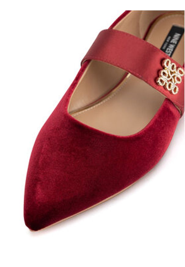 Nine West Baleriny 8168-1 Bordowy. Kolor: czerwony. Materiał: materiał