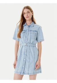 Tommy Jeans Sukienka jeansowa DW0DW21168 Niebieski Regular Fit. Kolor: niebieski. Materiał: bawełna