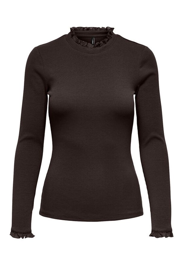 only - ONLY Bluzka Leslie 15277888 Brązowy Regular Fit. Kolor: brązowy. Materiał: bawełna