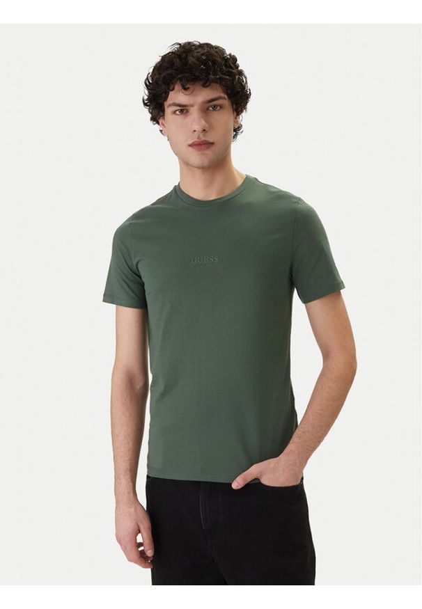 Guess T-Shirt M2YI72 I3Z14 Zielony Slim Fit. Kolor: zielony. Materiał: bawełna