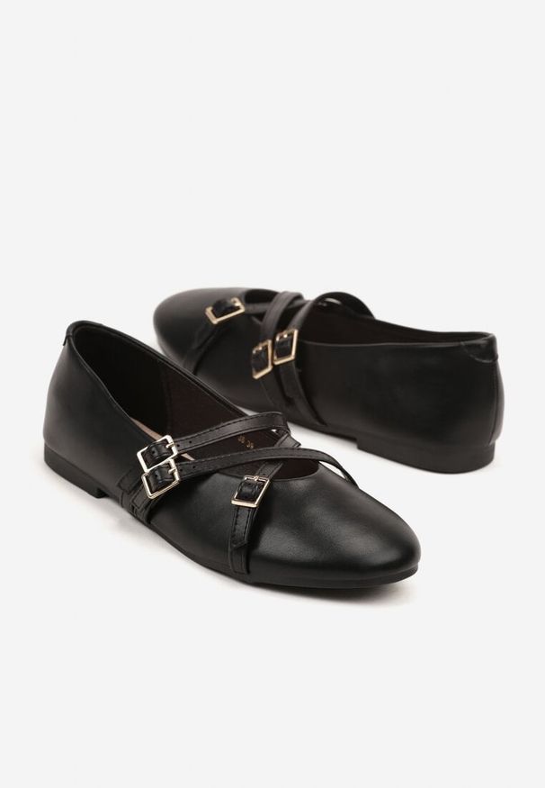 Renee - Czarne Balerinki Vices Mary Jane z Wkładką ze Skóry Naturalnej Rilomia. Okazja: na co dzień. Zapięcie: pasek. Kolor: czarny. Materiał: skóra. Styl: casual, elegancki