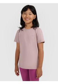 4f - 4F T-shirt oversize gładki dziewczęcy - beżowy 164 (13-14 lat). Okazja: na co dzień. Kolor: beżowy. Materiał: dzianina, jersey, bawełna. Długość rękawa: krótki rękaw. Długość: krótkie. Wzór: gładki. Sezon: lato. Styl: casual, klasyczny, sportowy #1