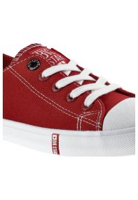 Big-Star - Trampki damskie Big Star, materiałowa sznurowana cholewka na klasycznym płaskim gumowym spodzie, czerwone, FF274089. Okazja: na spacer, na co dzień. Zapięcie: sznurówki. Kolor: czerwony. Materiał: guma, materiał. Szerokość cholewki: normalna. Sezon: wiosna. Styl: klasyczny #6