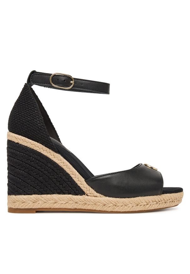 TOMMY HILFIGER - Tommy Hilfiger Espadryle Plate High Wedge Espad FW0FW09517 Czarny. Kolor: czarny. Materiał: skóra
