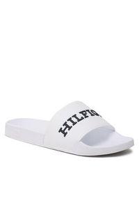 TOMMY HILFIGER - Tommy Hilfiger Klapki 3D Print Hilfiger Pool Slide FM0FM04612 Biały. Kolor: biały. Materiał: skóra. Wzór: nadruk #5