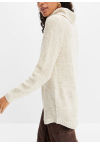 bonprix - Sweter poncho, długi rękaw. Typ kołnierza: golf. Kolor: biały. Długość rękawa: długi rękaw. Długość: długie
