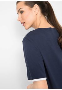 bonprix - Shirt sportowy z bawełny. Kolor: niebieski. Materiał: bawełna. Wzór: nadruk. Styl: sportowy #3