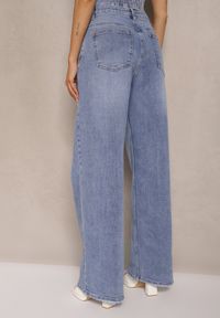 Renee - Niebieskie Jeansy Regular Waist z Szeroką Nogawką Tenophea. Okazja: na co dzień, na spotkanie biznesowe, do pracy. Kolor: niebieski. Styl: biznesowy, casual