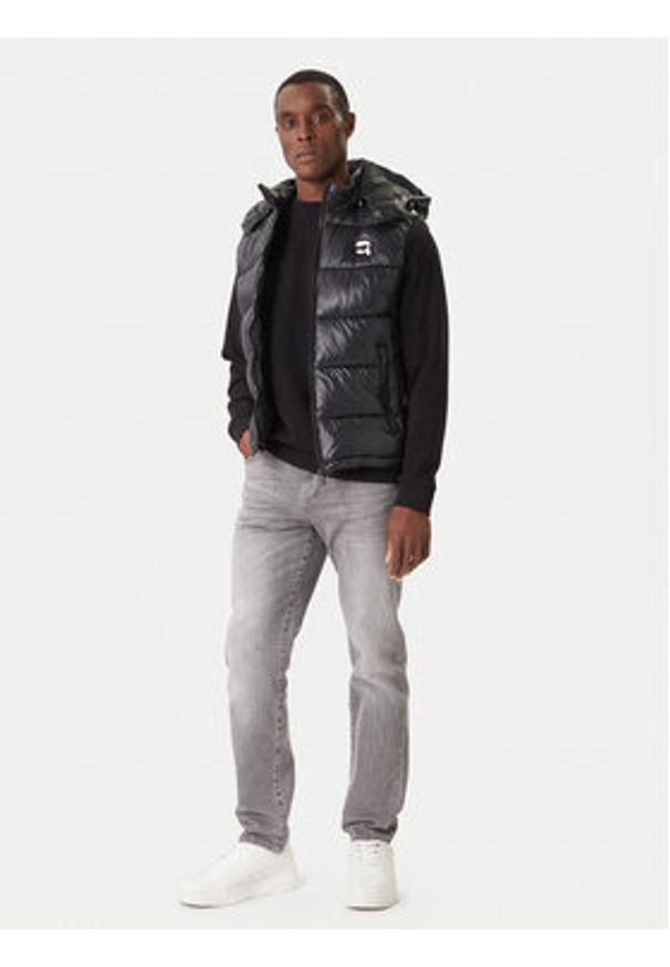 Karl Lagerfeld - KARL LAGERFELD Kamizelka 505023 554590 Czarny Regular Fit. Typ kołnierza: dekolt w karo. Kolor: czarny. Materiał: syntetyk