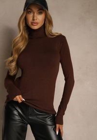 Renee - Brązowy Golf z Bawełną w Klasycznym Stylu Reiredia. Typ kołnierza: golf. Kolor: brązowy. Materiał: bawełna. Styl: klasyczny #5