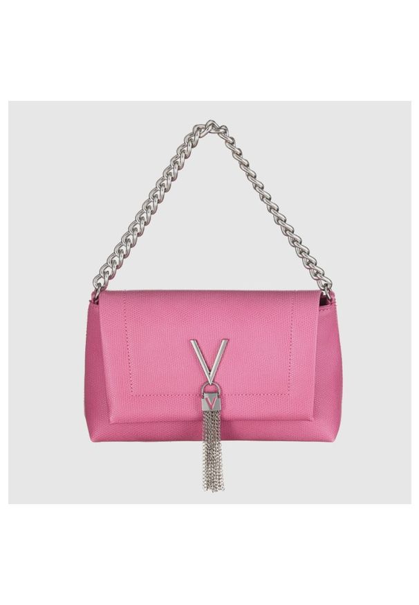 Valentino by Mario Valentino - VALENTINO Różowa torebka z ozdobnym V oceania re satchel. Kolor: różowy. Materiał: skórzane