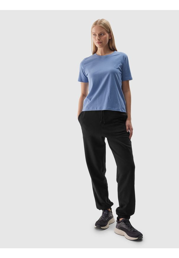 4f - 4F T-shirt regular gładki damski - niebieski XXL. Okazja: na co dzień. Kolor: niebieski. Materiał: skóra, jersey, dzianina, bawełna, materiał. Długość rękawa: krótki rękaw. Długość: krótkie. Wzór: gładki. Sezon: lato. Styl: sportowy, klasyczny, casual