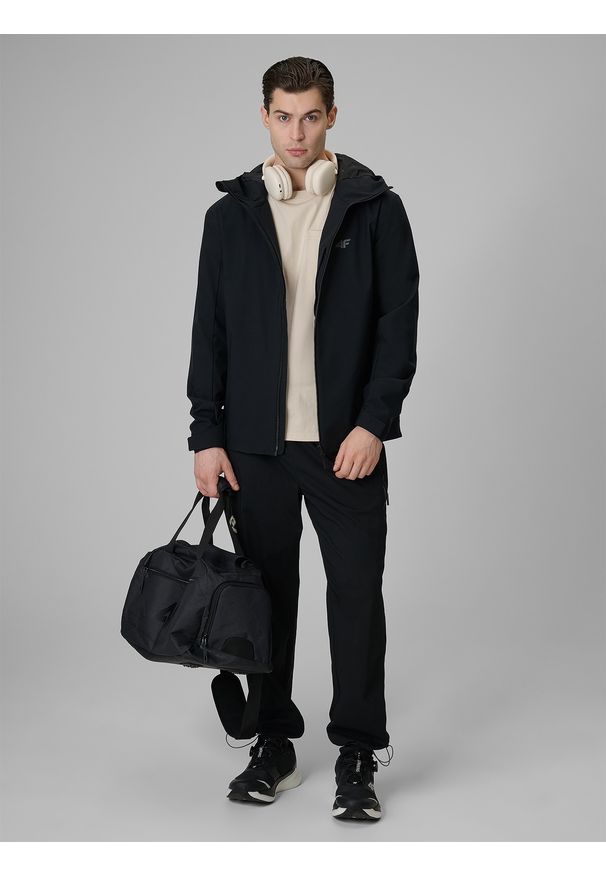 4f - 4F Kurtka przejściowa membrana 5000 męska - czarna 3XL. Okazja: na co dzień. Kolor: czarny. Materiał: skóra, materiał. Styl: casual