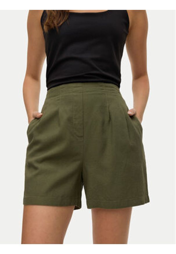 Vero Moda Szorty materiałowe Jesmilo 10279694 Zielony Regular Fit. Kolor: zielony. Materiał: len