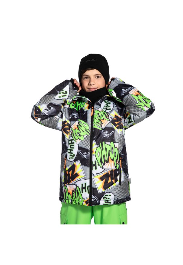 Kurtka narciarska dziecięca snowboard Lemon Explore ZL4. Typ kołnierza: kaptur. Kolor: wielokolorowy. Materiał: poliester. Sezon: zima. Sport: narciarstwo, snowboard