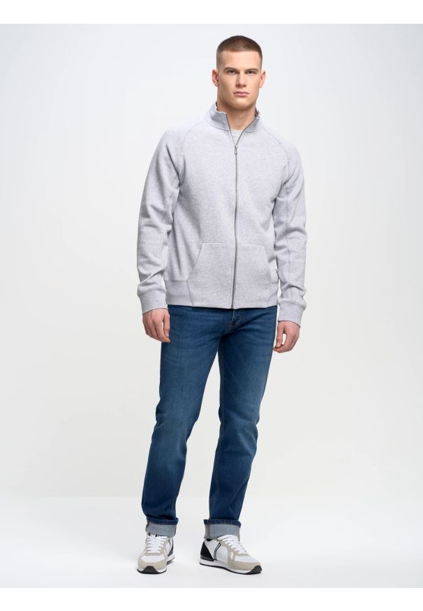 Big-Star - Bluza męska rozpinana szara Madorol 901. Kolor: szary. Wzór: gładki