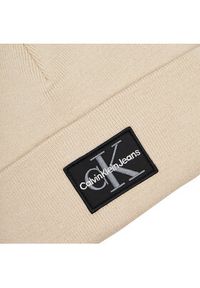 Calvin Klein Jeans Czapka Mono Logo Patch Beanie K50K512148 Beżowy. Kolor: beżowy. Materiał: materiał