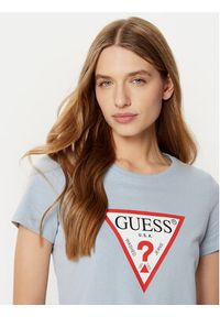 Guess T-Shirt W1YI1B I3Z14 Niebieski Slim Fit. Kolor: niebieski. Materiał: bawełna