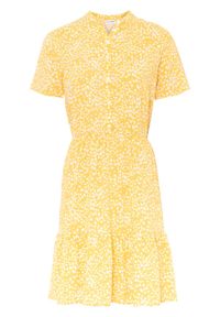 Sukienka bonprix żółty złocisty - biały w kwiaty. Kolor: żółty. Wzór: kwiaty #1