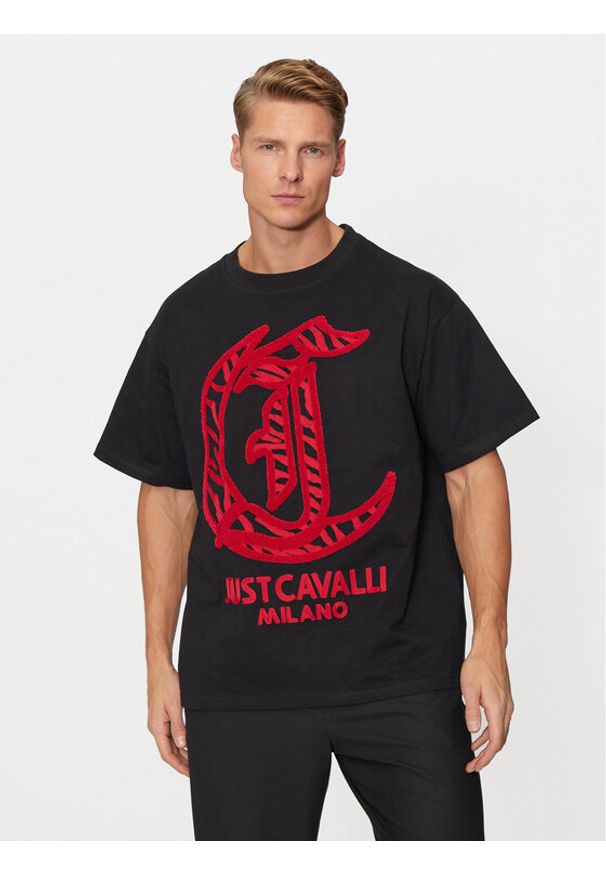 Just Cavalli T-Shirt 77OAHA06 Czarny Regular Fit. Kolor: czarny. Materiał: bawełna