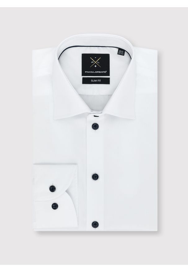 PAKO LORENTE – Biała koszula męska z bawełny P24SP-1X-036-B-S - Pako Lorente. Okazja: na ślub cywilny, na wesele. Kolor: biały. Materiał: bawełna. Styl: elegancki