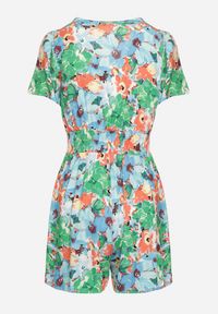 Born2be - Zielony Wiskozowy Kombinezon z Gumkami w Pasie i Ozdobnym Wiązaniem Amberta. Kolor: zielony. Materiał: wiskoza. Długość rękawa: krótki rękaw. Długość: krótkie. Sezon: wiosna, lato #4