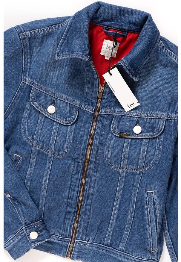 Lee - DAMSKA KURTKA JEANSOWA LEE ZIP CROPPED RIDER BELLEVILLE L54DGGMI 112112767. Materiał: jeans